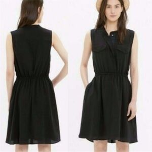 MADEWELL Journey Silk Black Shirt Dress Size S | EUC